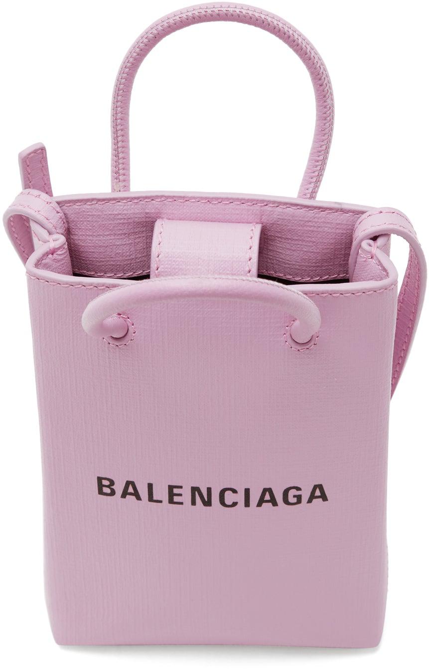BALENCIAGA 593826 Logo Phone Holder Mini Shoulder Bag Leather Rose Pink  Ex  eBay