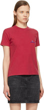 Balenciaga Red Embroidered Logo Small Fit T-Shirt