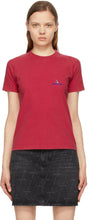 Balenciaga Red Embroidered Logo Small Fit T-Shirt - Balenciaga rouge brodé logo petit t-shirt - Balenciaga 레드 수 놓은 로고 작은 맞는 티셔츠
