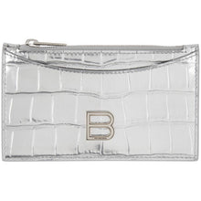 Balenciaga Silver Croc Long Hourglass Card Holder - Balenciaga Silver Croc Long HandLlass Titulaire de la carte - Balenciaga 실버 Croc 긴 모래 시계 카드 홀더