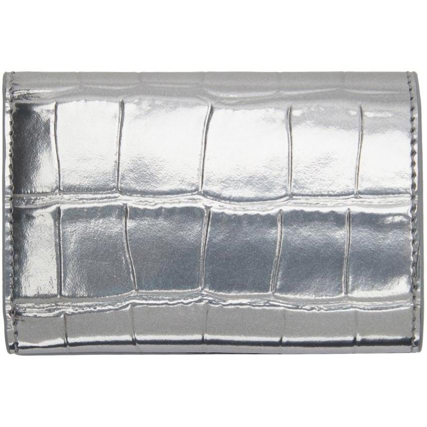 Balenciaga Silver Croc Mini Hourglass Wallet