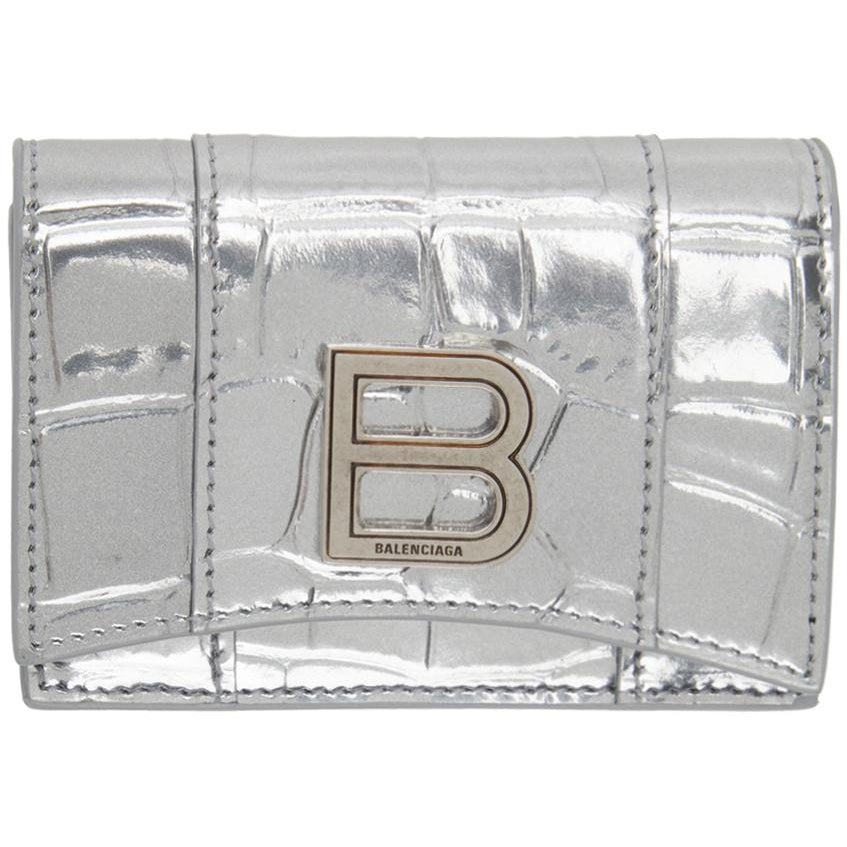 Balenciaga Silver Croc Mini Hourglass Wallet – BlackSkinny