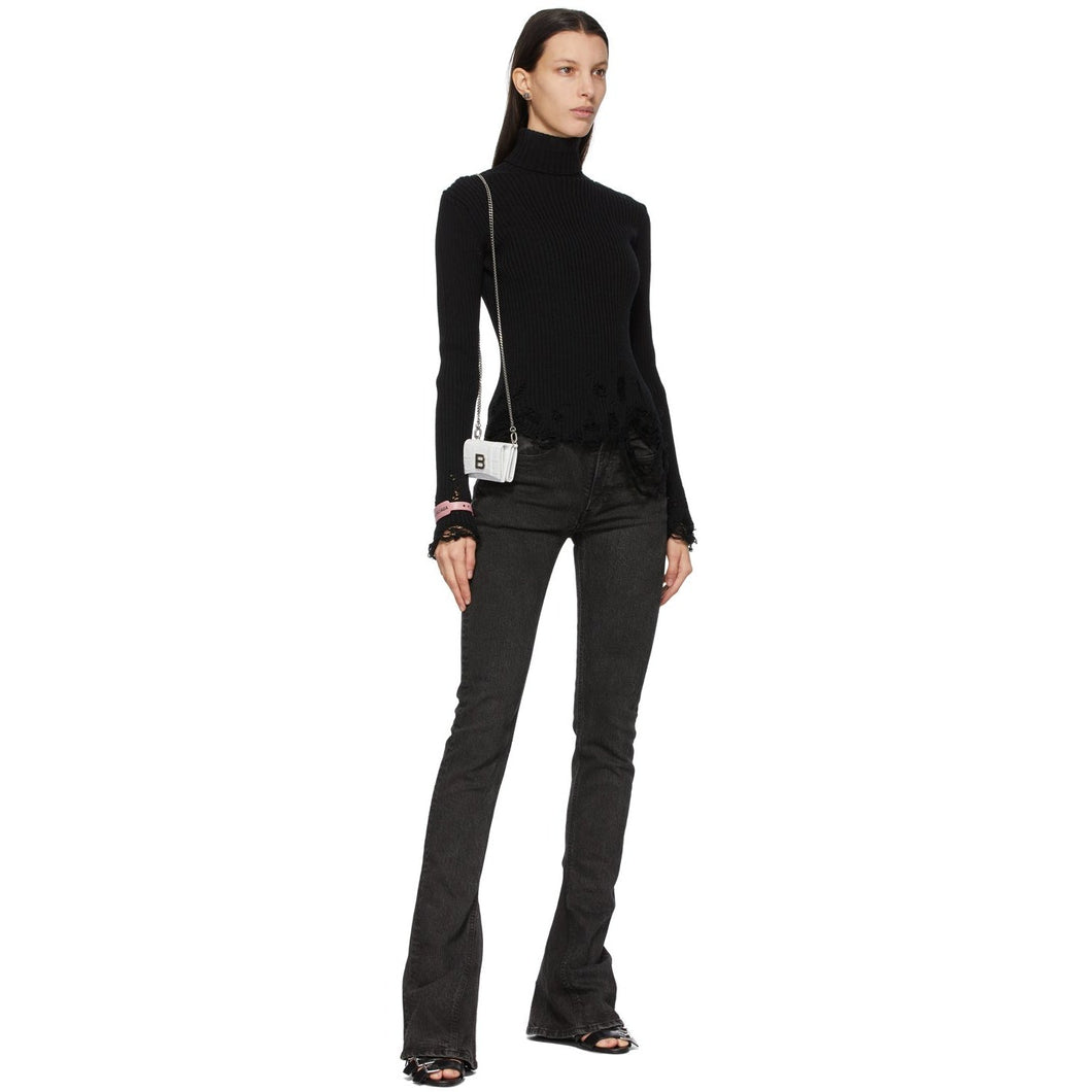 Balenciaga White Croc Mini Hourglass Wallet Bag