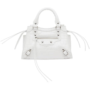 Balenciaga White Croc Mini Neo Classic Top Handle Bag