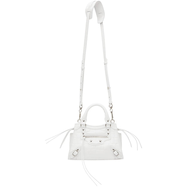 Balenciaga White Croc Mini Neo Classic Top Handle Bag - BALENCIAGA CROC BALENCIAGA MINI NEO CLASSIQUE SAC DE TOP - Balenciaga White Croc 미니 네오 클래식 탑 핸들 백