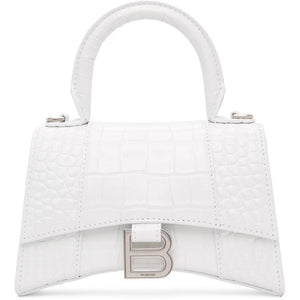 Balenciaga White XS Croc Hourglass Bag