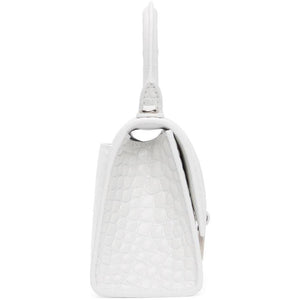 Balenciaga White XS Croc Hourglass Bag - Bageniaga Blanc Sac de sablier Croc Croc Croc - Balenciaga 화이트 XS Croc 모래 시계 가방