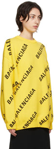 Balenciaga Yellow Allover Logo Sweater