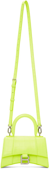 Balenciaga Yellow Croc XS Hourglass Bag - Bageniaga Jaune Croc XS Samet Sablier - Balenciaga 노란색 croc xs 모래 시계 가방