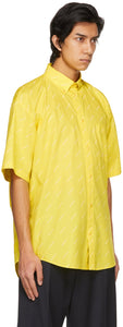 Balenciaga Yellow Logo Normal Fit Short Sleeve Shirt