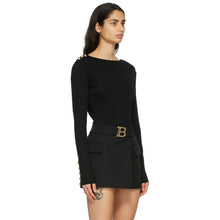 Balmain Black Button Long Sleeve T-Shirt