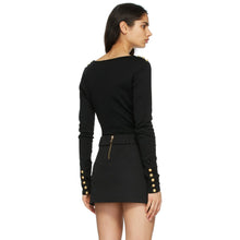 Balmain Black Button Long Sleeve T-Shirt