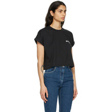 Balmain Black Cropped Flocked Logo T-Shirt