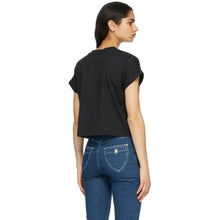 Balmain Black Cropped Flocked Logo T-Shirt