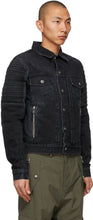 Balmain Black Denim Embossed Logo Jacket