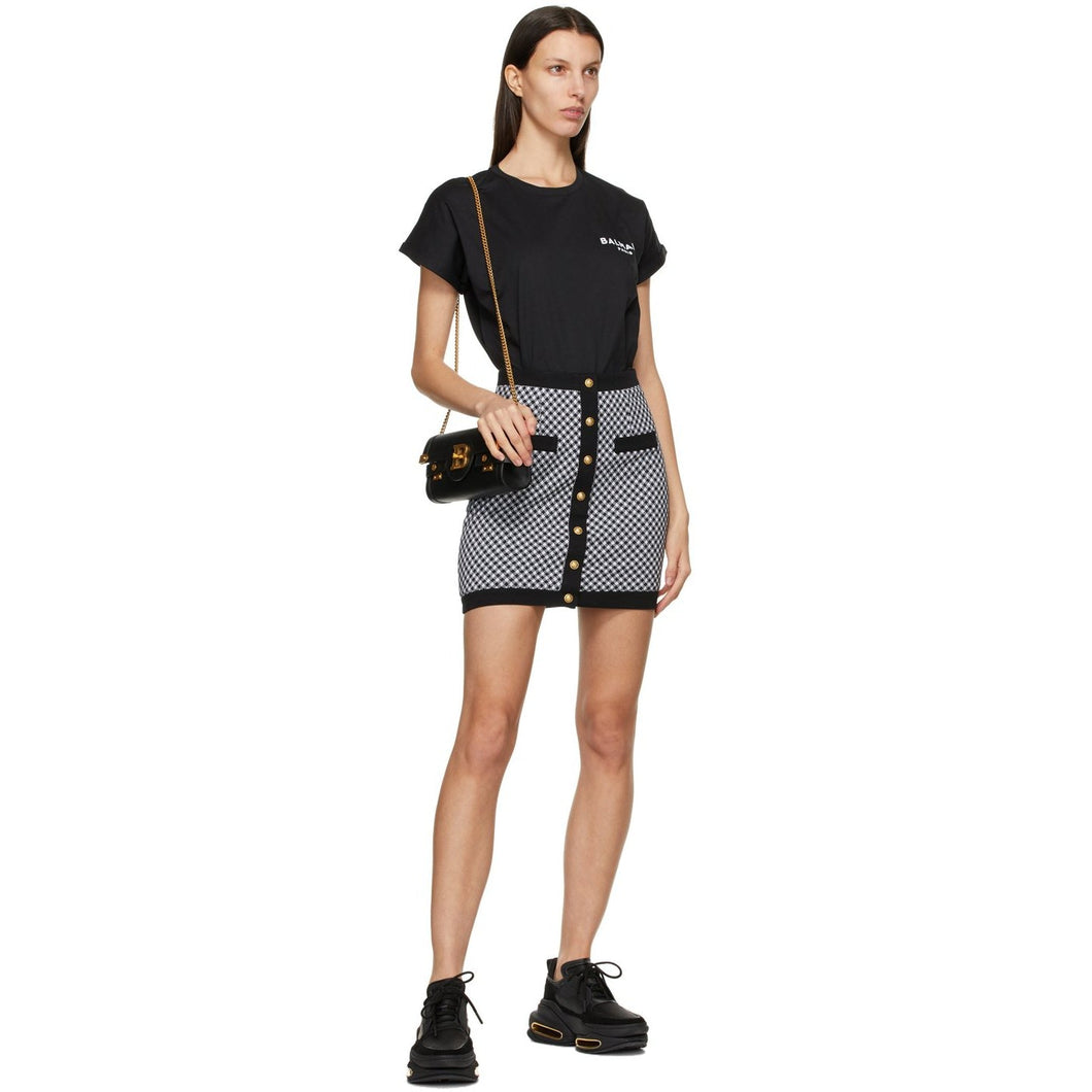 Balmain Black Flocked Logo T-Shirt