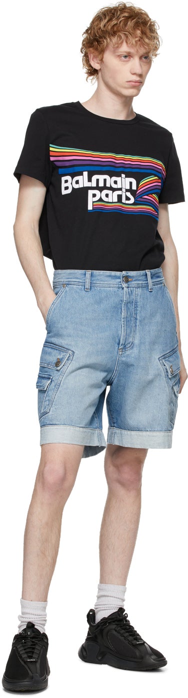 Balmain Black Mulitcolor Logo T-Shirt