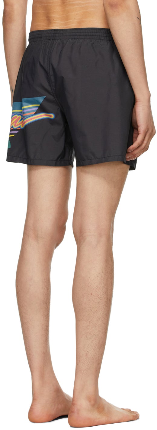 Balmain Black Multicolor Logo Swim Shorts