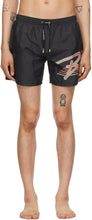 Balmain Black Multicolor Logo Swim Shorts - Balmain Noir Multicolore logo Short de bain - Balmain 블랙 여러 가지 빛깔의 로고 수영 반바지