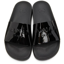 Balmain Black Patent Calypso Slides