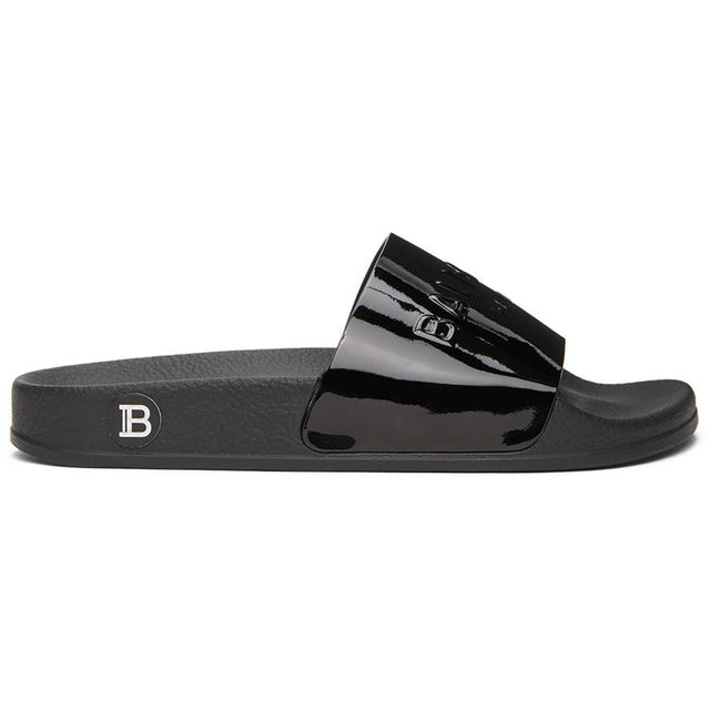Balmain Black Patent Calypso Slides - Balmain Black Brevet Calypso Diapositives - Balmain 블랙 특허 칼립소 슬라이드