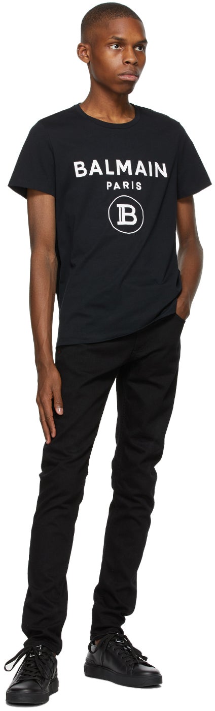 Balmain Black Print Logo T-Shirt