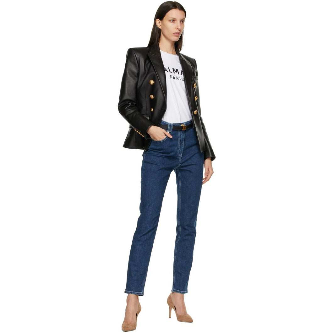 Balmain Black Thin B Belt