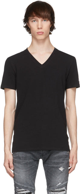 Balmain Black V-Neck T-Shirt - T-shirt à col en V Balmain noir - Balmain 블랙 V 넥 티셔츠