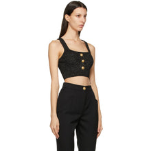 Balmain Black Viscose Cropped Tank Top