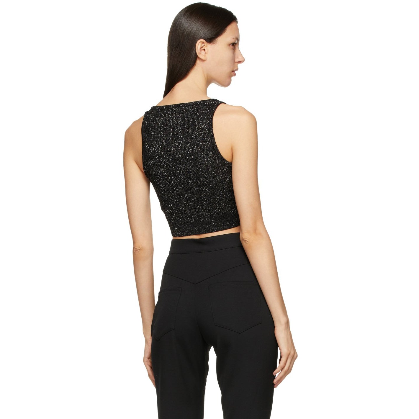 Ribbed Stretch Viscose Cropped Tank Top