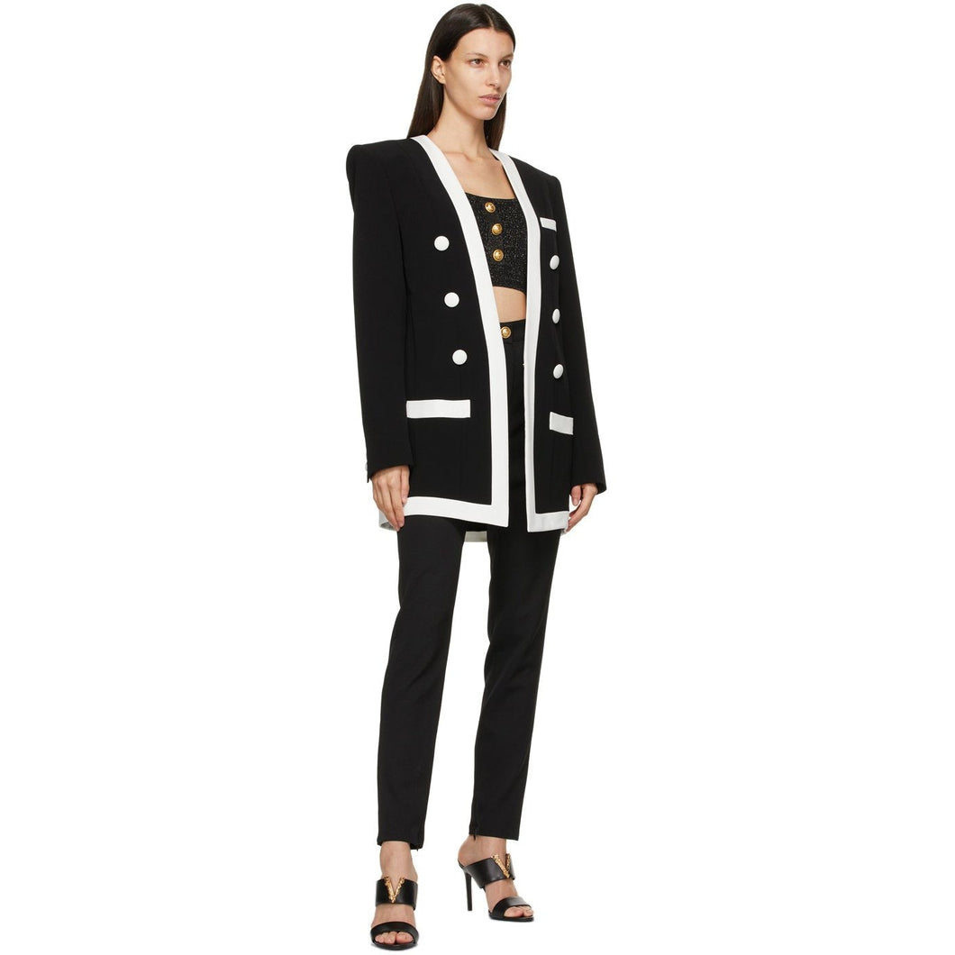 Balmain Black Viscose Cropped Tank Top