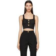Balmain Black Viscose Cropped Tank Top - BALMAIN NOIR VISCOSE CROPCHED DAGN - Balmain 검은 점수 자른 탱크 탑입니다