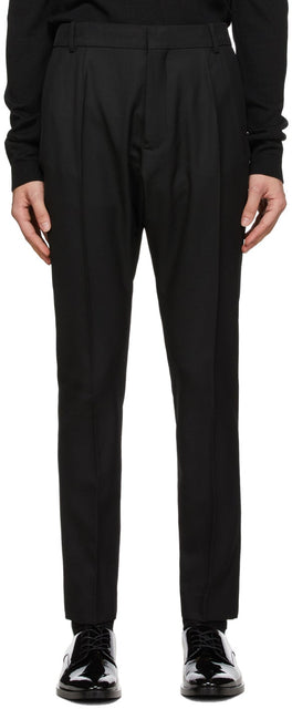 Balmain Black Wool Drop Trousers - Pantalon de goutte de laine noire Balmain - Balmain 검은 양모 바지를 드롭