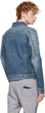 Balmain Blue Denim Embossed Logo Jacket