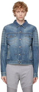 Balmain Blue Denim Embossed Logo Jacket - Veste de logo en relief en jean bleu Balmain - Balmain Blue Denim 양각 로고 자켓