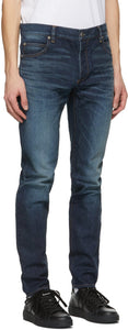 Balmain Blue Tapered Raw Vintage Jeans