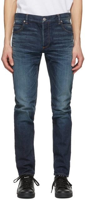 Balmain Blue Tapered Raw Vintage Jeans - Jeune millésible bleu effilé bleu Balmain - Balmain 블루 테이퍼 원시 빈티지 청바지입니다
