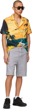 Balmain Grey Embossed Logo Shorts