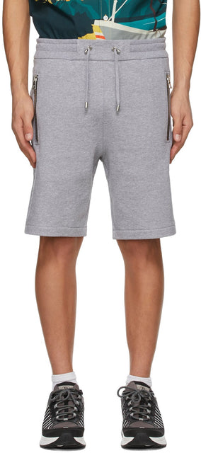 Balmain Grey Embossed Logo Shorts - Short de logo en relief gris Balmain - Balmain 회색 양각 된 로고 반바지