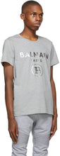 Balmain Grey Foil Logo Print T-Shirt