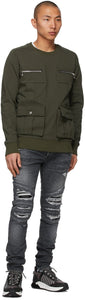 Balmain Khaki Cotton Pockets Sweatshirt