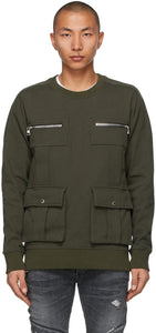 Balmain Khaki Cotton Pockets Sweatshirt - Sweat-shirt Balmain Kaki Cotton Poches - Balmain Khaki 코튼 포켓 스웨터