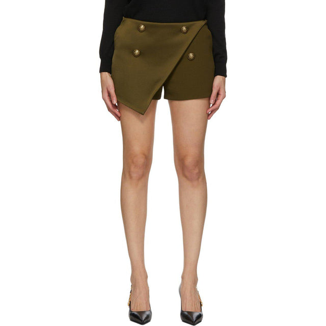 Balmain Khaki Four-Button Shorts