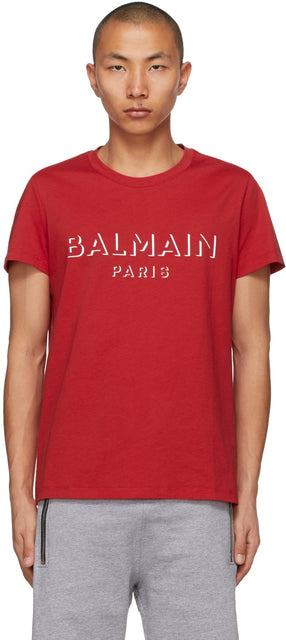 Balmain Red 3D Logo T-Shirt - T-shirt logo 3D Balmain rouge - Balmain 빨간색 3d 로고 티셔츠