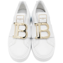 Balmain White Buckle B-Court Sneakers