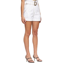 Balmain White Denim Belted Shorts
