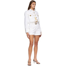 Balmain White Denim Belted Shorts - Short de cordon de denim blanc Balmain - Balmain White Denim 벨트 반바지