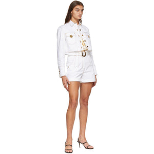 Balmain White Denim Belted Shorts - Short de cordon de denim blanc Balmain - Balmain White Denim 벨트 반바지