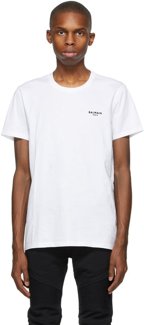 Balmain White Eco Flocked T-Shirt - T-shirt Eco Flocké Balmain White Eco - Balmain White Eco Flocked T 셔츠