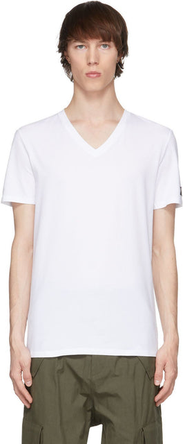 Balmain White V-Neck T-Shirt - T-shirt à col en v blanc Balmain - Balmain 화이트 V 넥 티셔츠